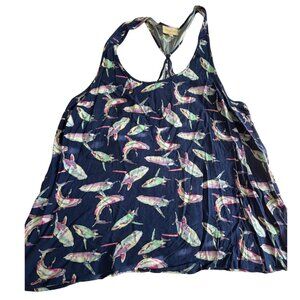 ModCloth blue shark racerback tank top 2X